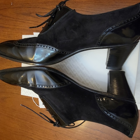 Gravati Black Suede Oxford w/ Black Patent Leather Cap Toe Size 10 - Picture 5 of 13